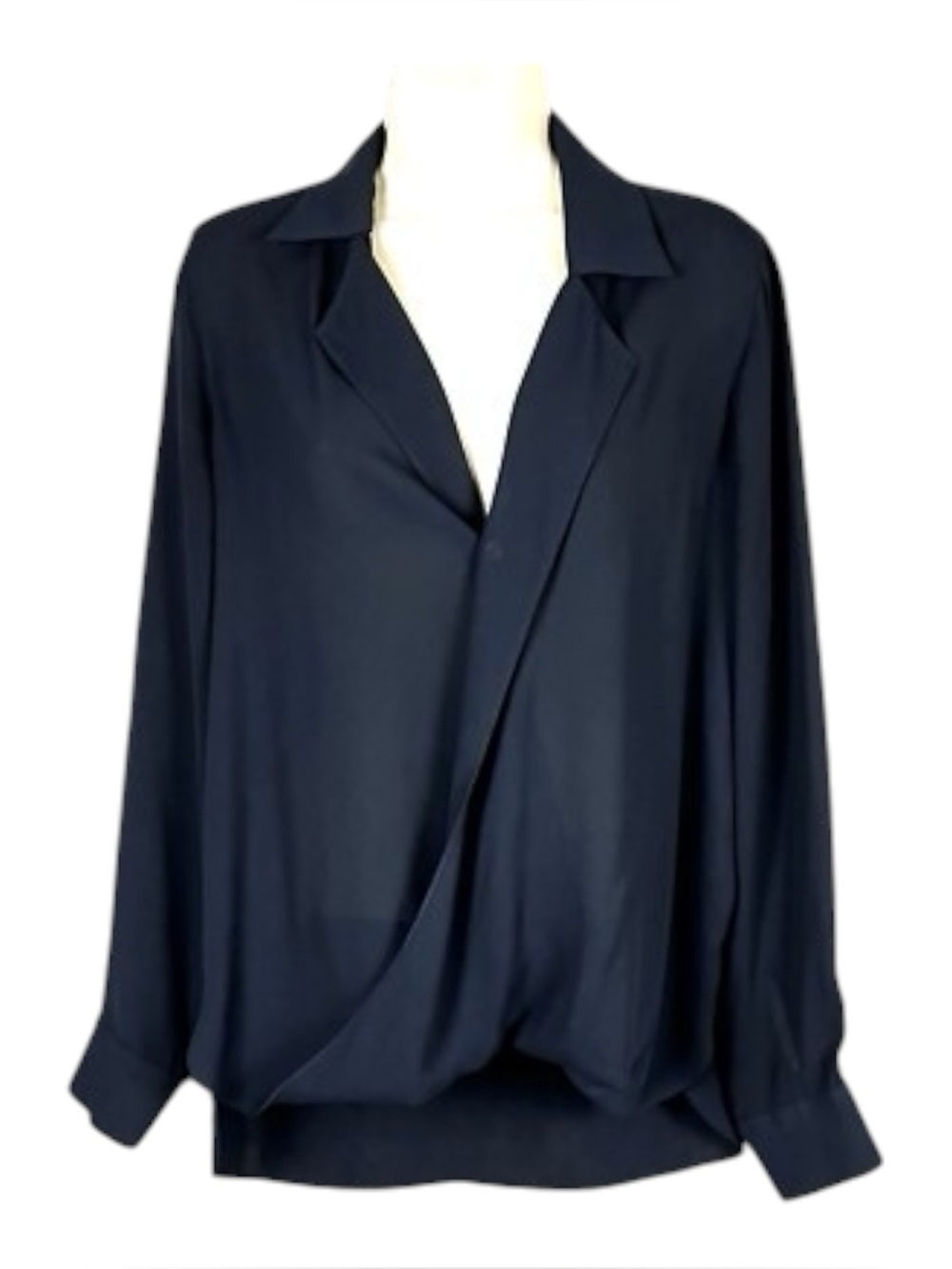 Foxcroft Claudette Faux Wrap Blouse Black 22W NWT Quiet Luxury Career Chic